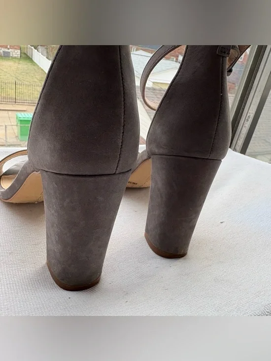 Vince Camuto Taupe Suede Ankle-Strap Block Heels - Picture 5 of 7